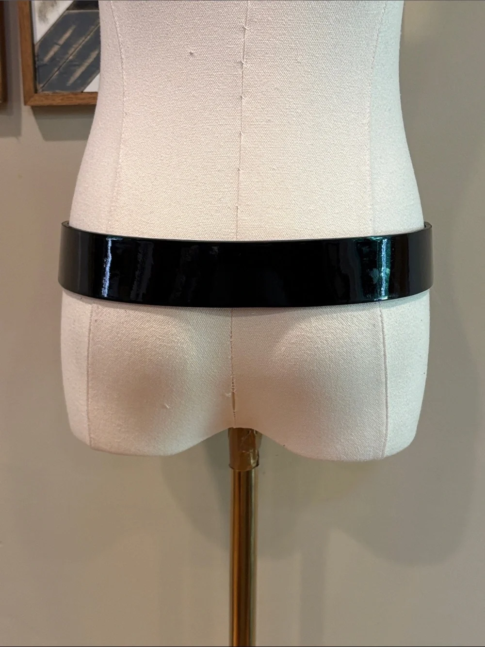 Vintage Ralph Lauren Equestrian Black Patent Leather Wide O-Ring Belt size Large